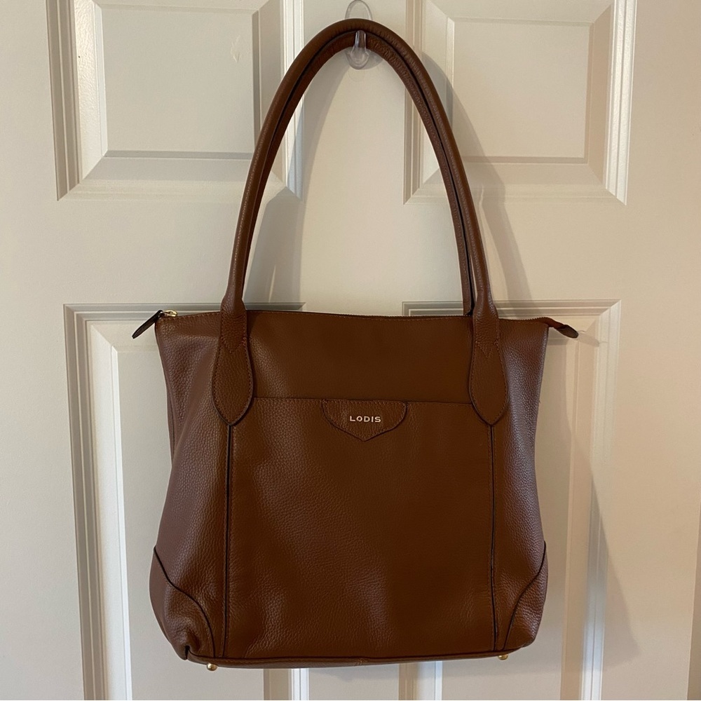 Lodis Kierra Brown Pebble Grain Leather Large Tote Shoulder‎ Bag